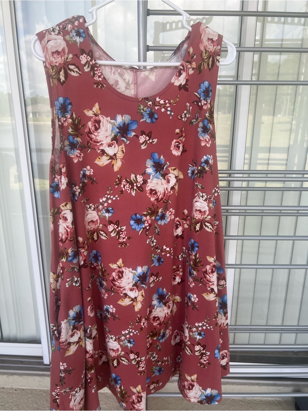 Floral Sleeveless Swing Dress - Rose Floral
